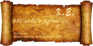 Káplár Erina névjegykártya
